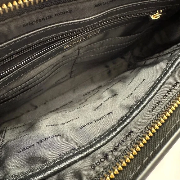 Michael Kors MK Black Crossbody Bag with Gold Accents LIKE NEW - Picture 7 of 15